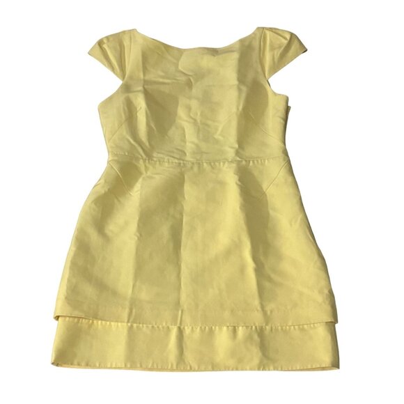 HALSTON HERITAGE Cap Sleeve Structured Cutout Back Dress Yellow Size 14 - Picture 3 of 5
